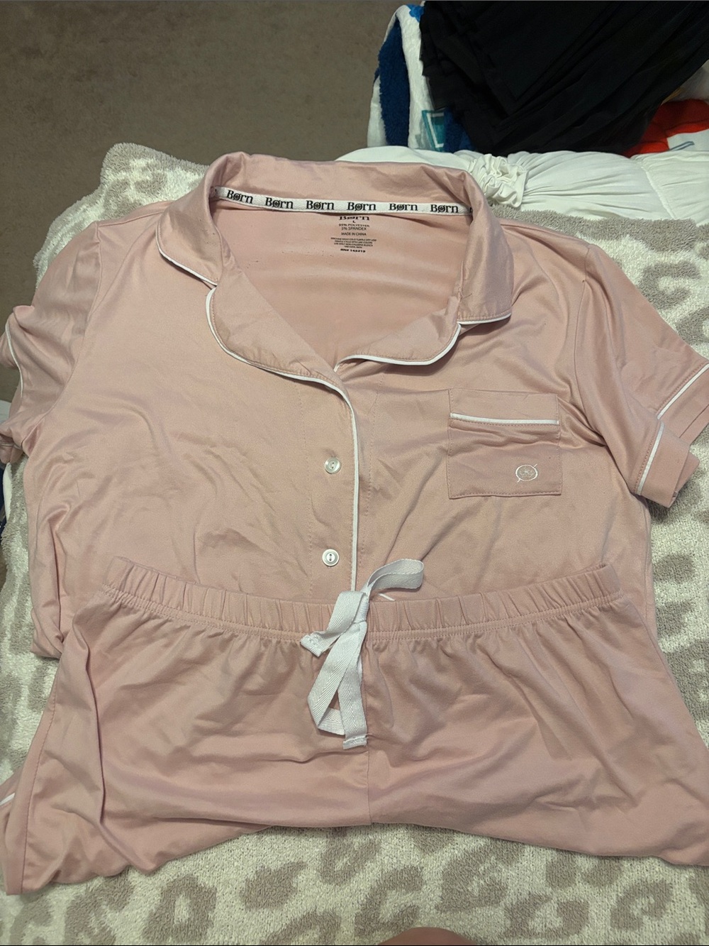 Born pink pajamas- size large